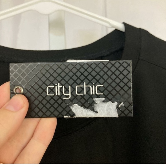 City Chic Nordstrom NEW Women's Size Small Black Frill Shoulder Dress NWT - Picture 2 of 9